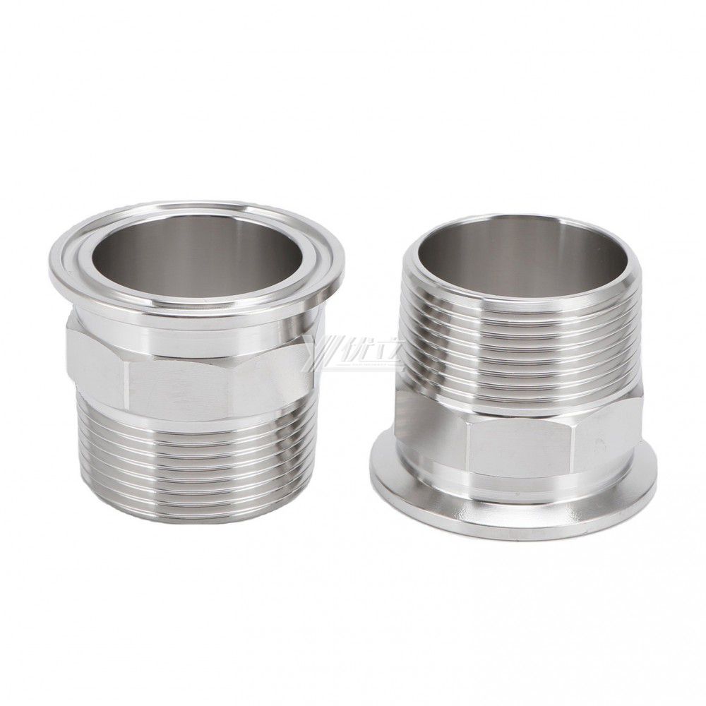 YOULI Stainless Steel 304 SS316L BSP NPT Pipe Fitting Hexagonal Male Thread Clamp Ferrule