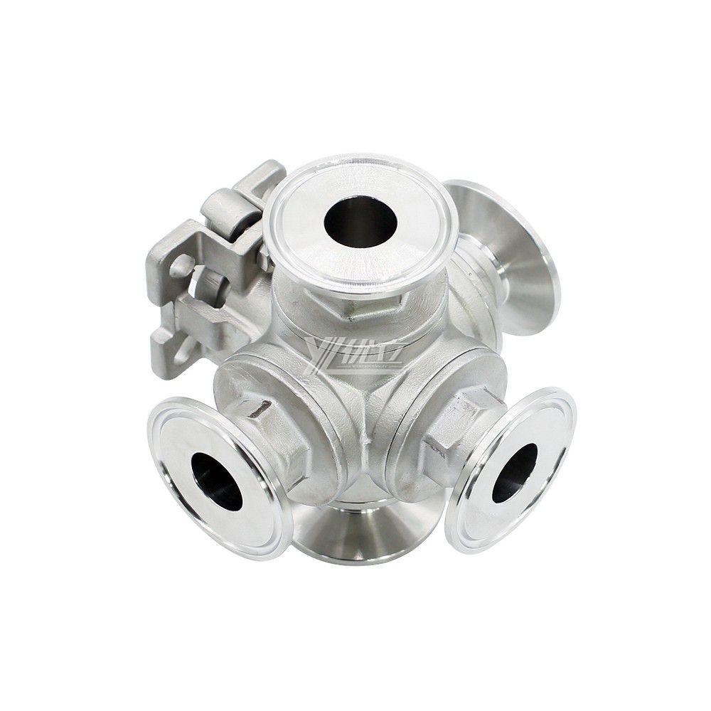 YOULI Stainless Steel High Pressure PN16  304 316 DN25 Camp 50.5mm Manual 5 Way Tri Clamped Ball Valve