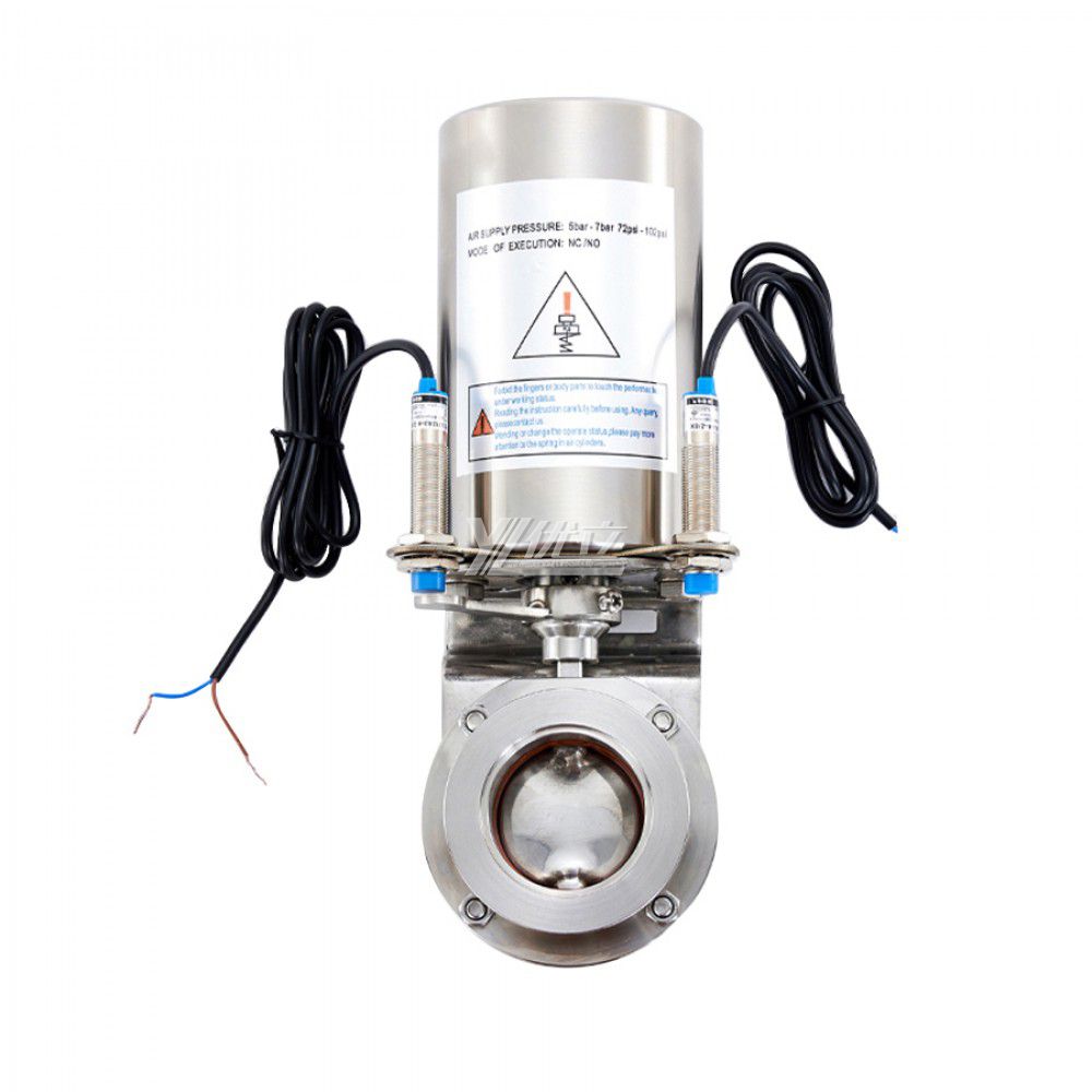 YOULI Hygienic Food Grade Stainless Steel 304 316L KF Sanitary Pneumatic Actuator Tri-Clamped Vacuum Butterfly Valve