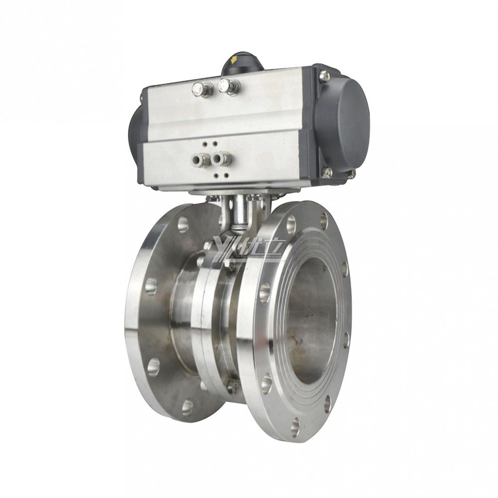 YOULI Hygienic Food Grade Sanitary Stainless Steel 3A/SMS/DIN 304 316L Silicon Pneumatic Actuator Flnaged  Butterfly Valve