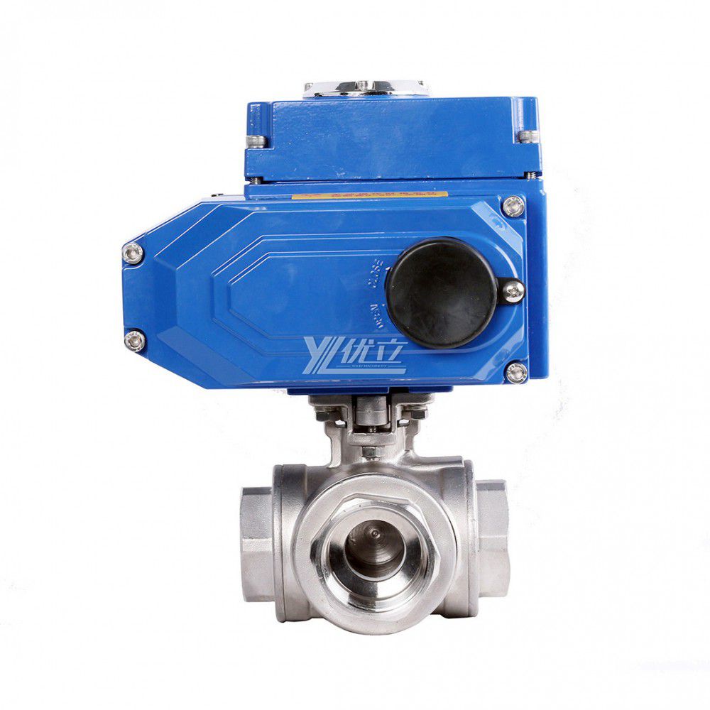 YOULI T-port NPT BSP 1.6mpa Stainless Steel 304 316 On-off AC220V 2 Inch Three Way Thread Motorized Electric Control Ball Valve