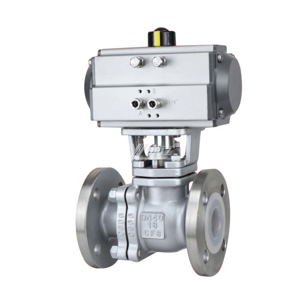 YOULI ANSI 150LB Stainless Steel 304 316 JIS 10K 1.6mpa WCB  Fluorine Lining F4 F46 FPA Pneumatic Actuator Flanged Ball Valve
