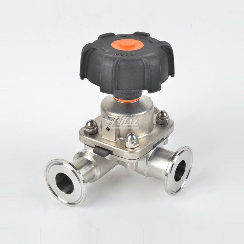 YOULI Hygienic Food Grade Sanitary Stainless Steel 316L Biological T Type Manual Straight 3 Way Tri Clamped Diaphragm Valve