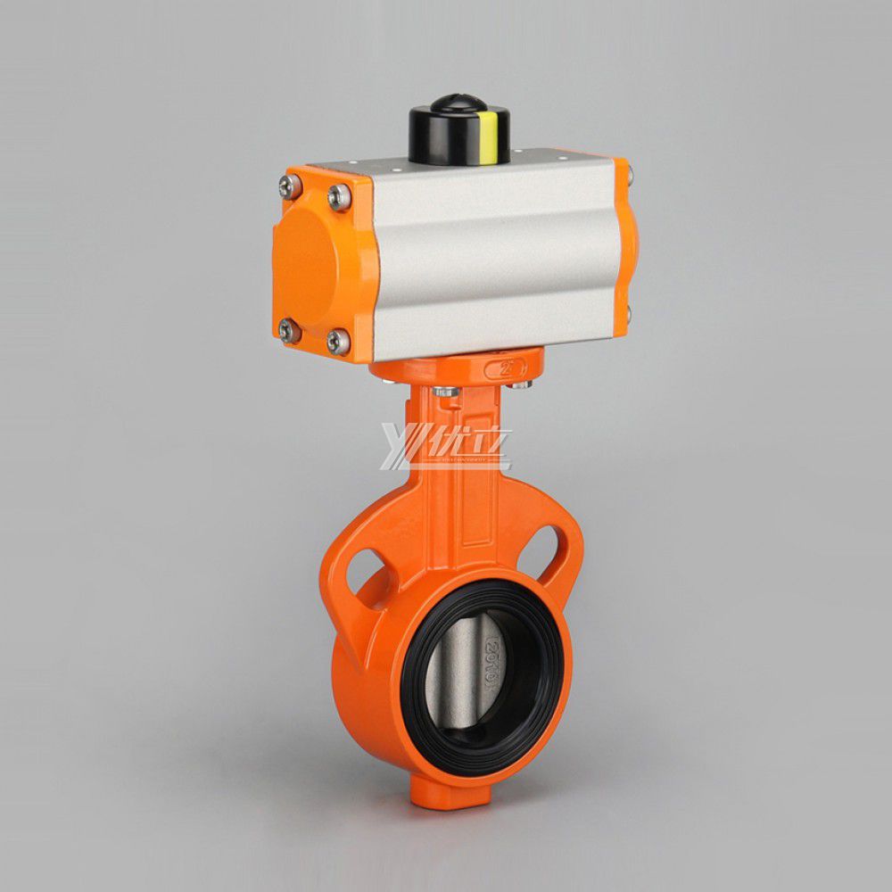 YOULI DN25 ALLOY Stainless Steel WCB Cast Iron Pn16 Soft Seal Pneumatic Actuator Wafer Butterfly Valve