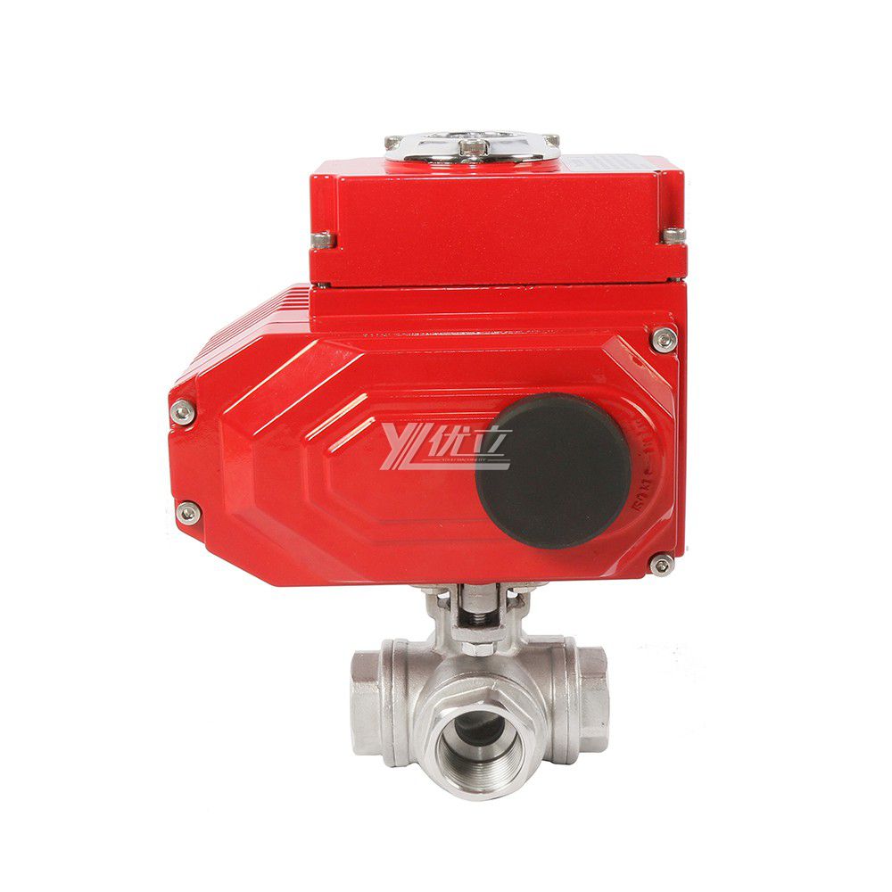 YOULI NPT BSP PN16 Stainless Steel 304 316 On-off Motorized AC220V  4-20ma signal Electric Four Way Thread Ball Valve