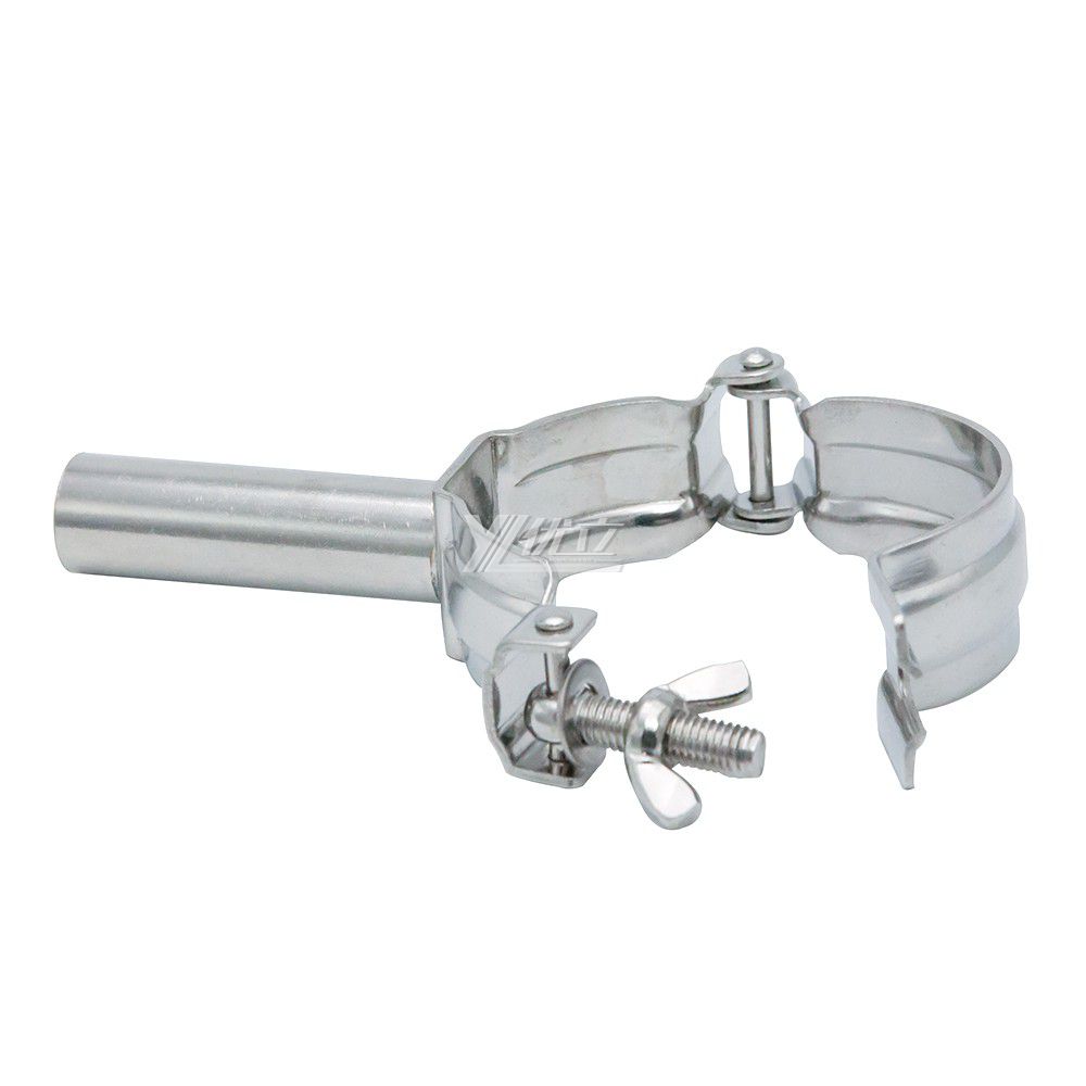 YOULI Sanitary Stainless Steel 304 Pipe Fittings Tri Clamp Tube Hex Pipe Holder With Handle Bar Welded Round Pipe Holder