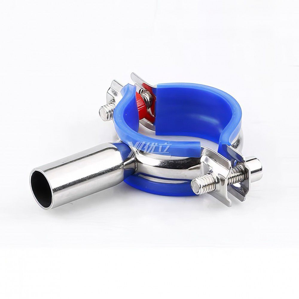 YOULI Sanitary Pipe Fittings Tri Clamp Tube Hex Pipe Holder Stainless Steel 304 With Blue Seat Seal Welded Round Pipe Holder