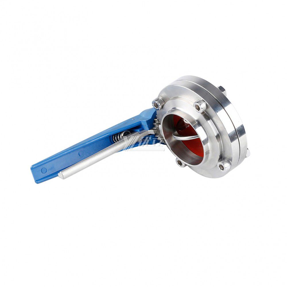 YOULI Hygienic Food Grade Sanitary Stainless Steel 304 316 Silicon Duckbill Handle Manual Butt Weld Butterfly Valve
