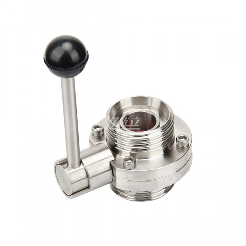YOULI Hygienic Food Grade Stainless Steel 3A/SMS/DIN 304 316L Silicon Sanitary Manual Male Threaded Butterfly Valve