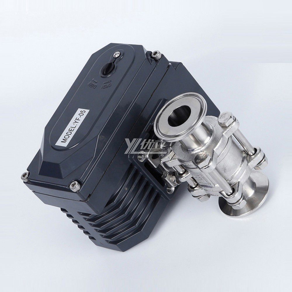 YOULI Hygienic Food Grade Sanitary Stainless Steel 304 316L Milk Drink Motorized AC220V Electric 3 Piece TC Clamped Ball Valve