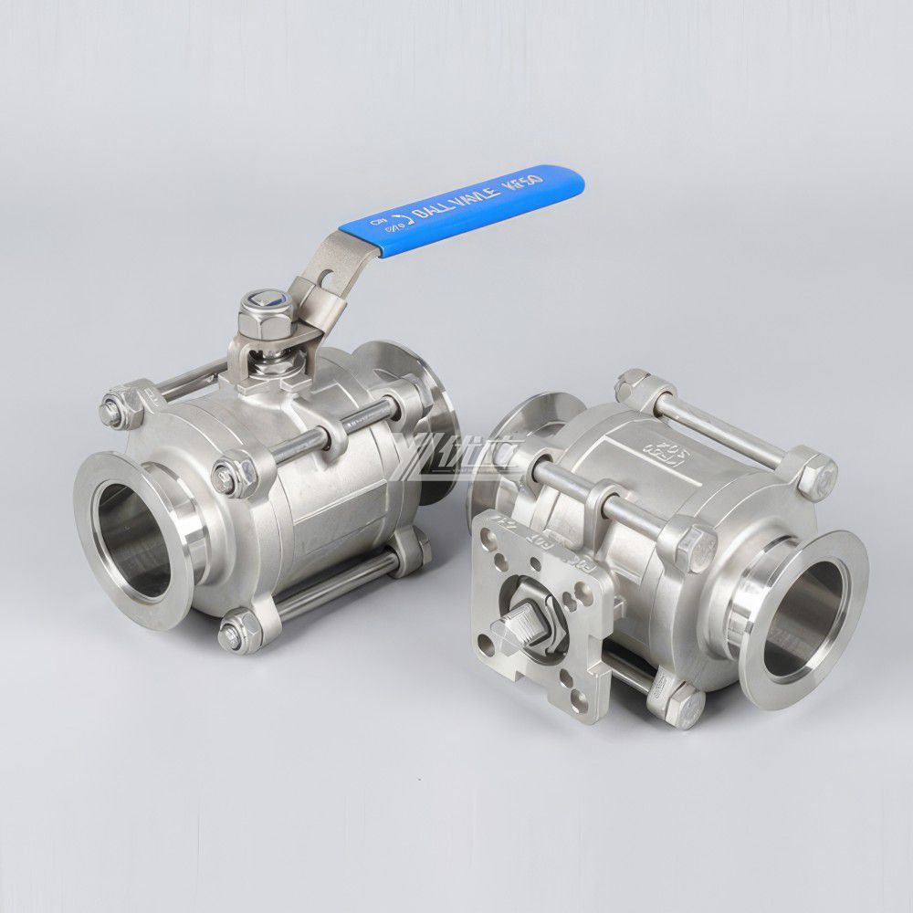 YOULI Stainless Steel Negative Pressure 304 316 KF50 Clamp 75mm KF Manual 3-piece Vacuum Tri Clamped Ball Valve