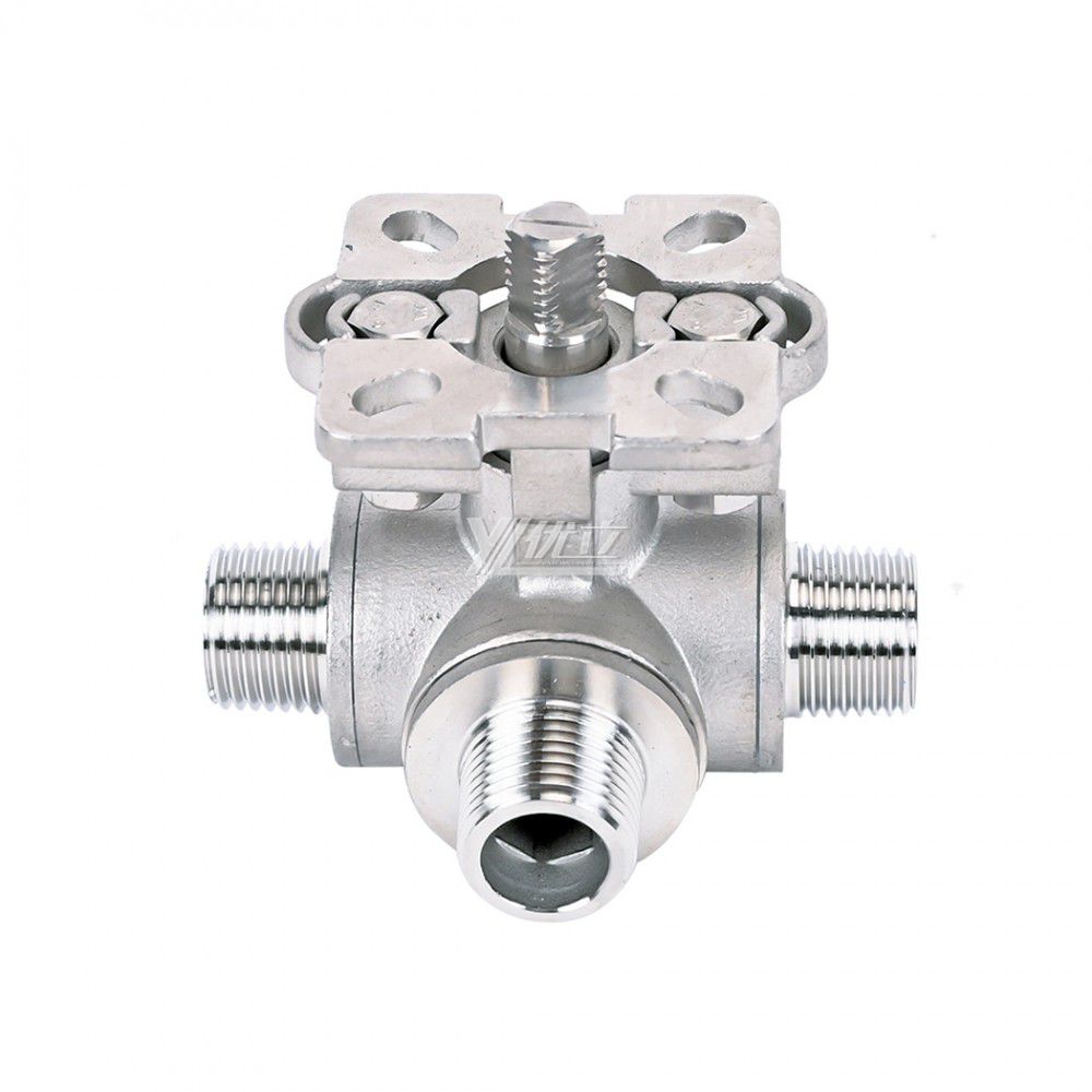 YOULI ISO 5211 RC NPT BSP PN16 1000WOG with Handle Lock Stainless Steel 304 316 LL-port 4 Way Male Threaded Ball Valve