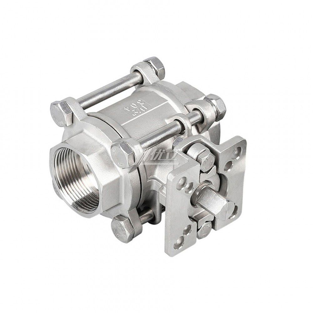 YOULI ISO 5211 Mounting Pad High Temperature NPT BSP 1.6mpa Stainless Steel 304 316 Manual Three-piece Threaded Ball Valve