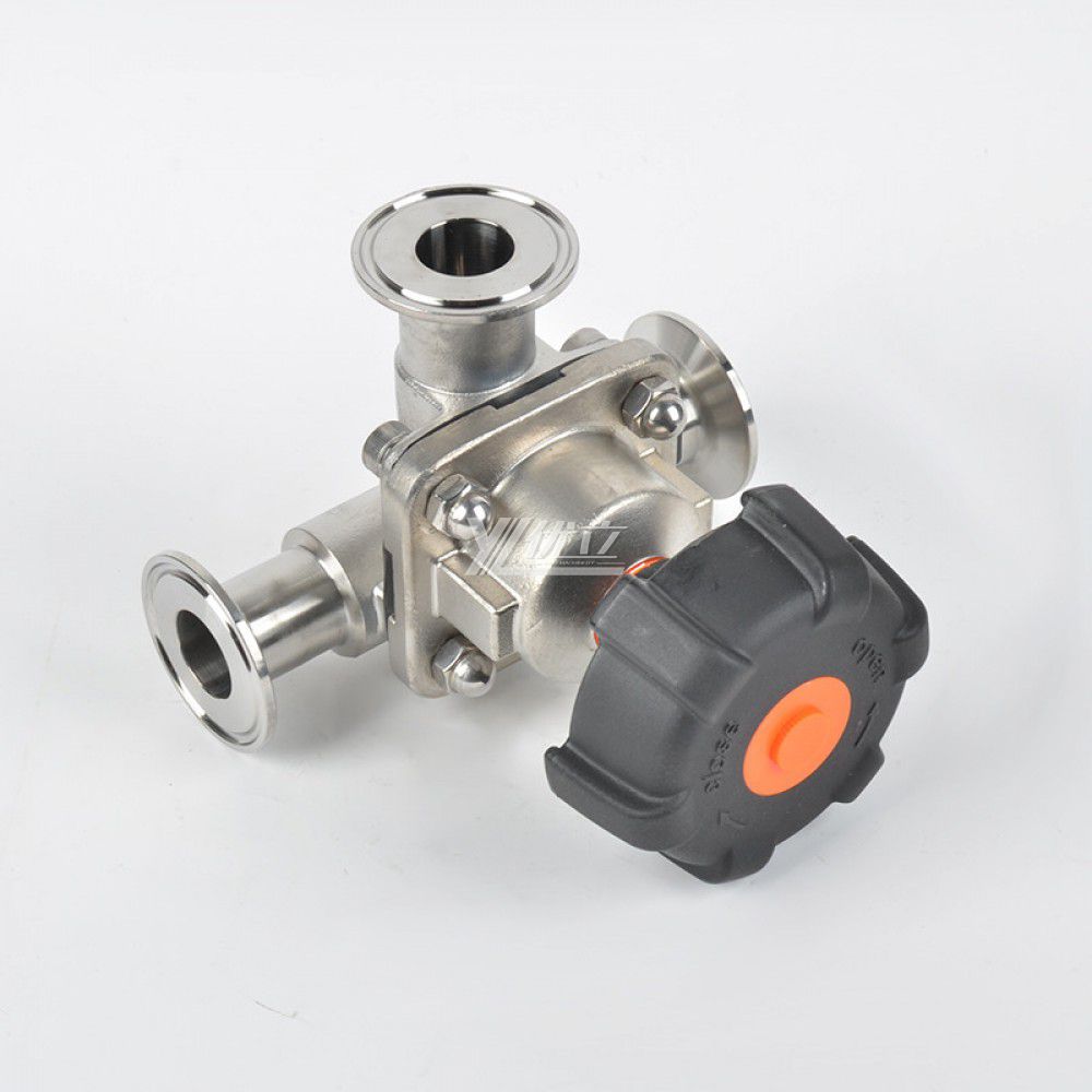 YOULI Hygienic Food Grade Sanitary Stainless Steel 316L Biological T Type Manual Straight 3 Way Tri Clamped Diaphragm Valve