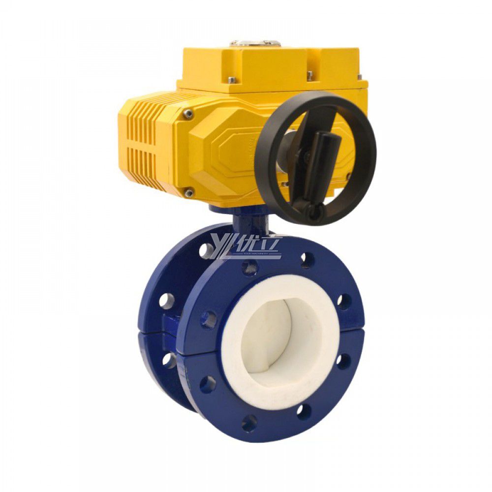 YOULI ANSI 150LB Stainless Steel 304 Pn16 Carbon Steel FEP F46 PFA F4 Fluorine Lined Motorized Electric Flanged Butterfly Valve
