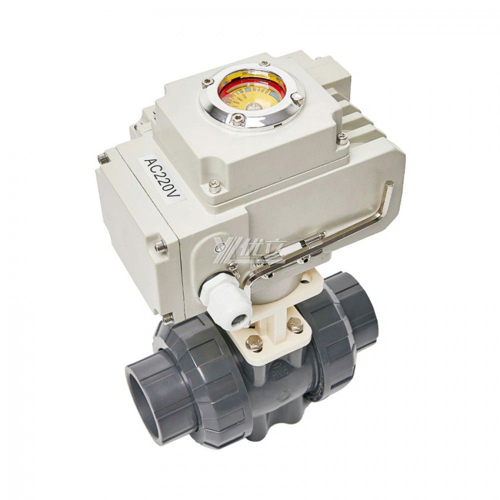 YOULI Zero Leakage DN15 to DN100 PVC UPVC CPVC Plastic 2 Way Motorized Electric Actuator Double Union Socket Weld Ball Valve
