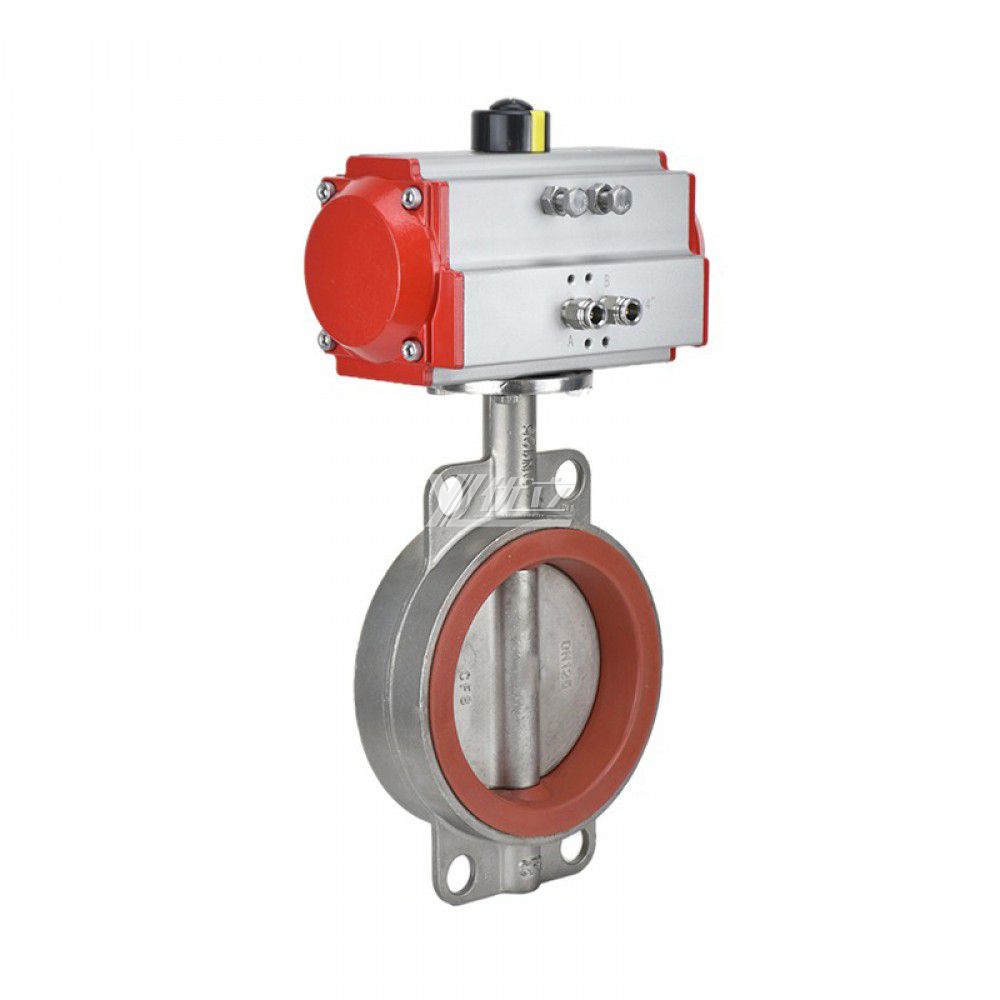 YOULI Stainless Steel 304 316 Pn16 Zero Leakage Soft Seal PTFE Silicone NBR Pneumatic Actuator Wafer Butterfly Valve