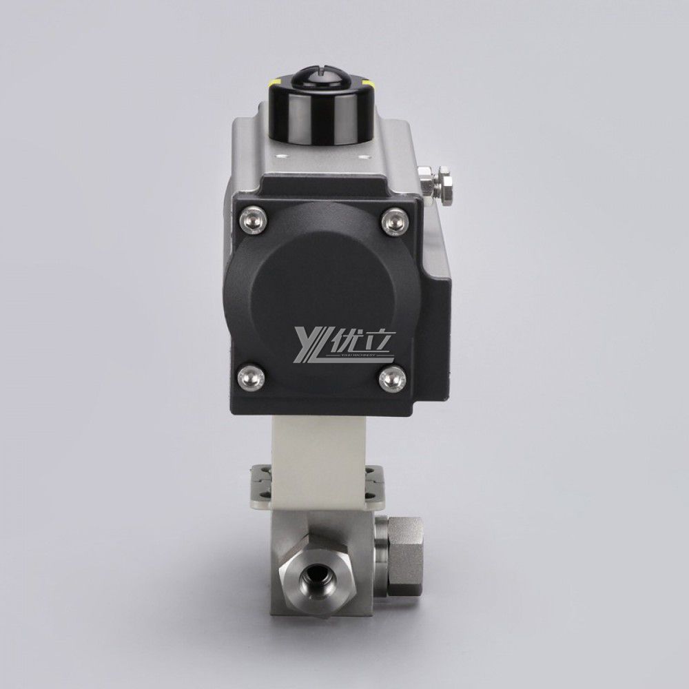 YOULI 6000psi PN320 Stainless Steel 304 316 WCB KHB High Pressure Pneumatic Actuator 3 Way Threaded Ball Valve