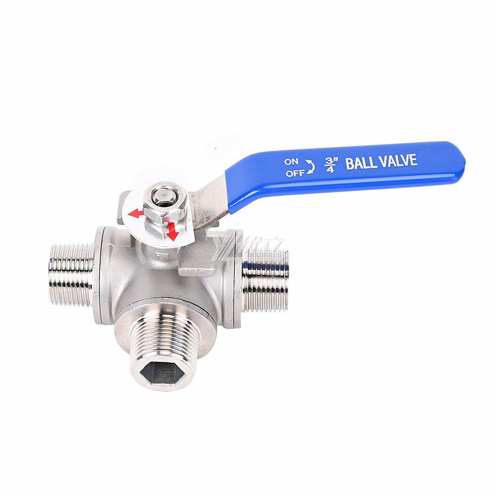 YOULI high temperature NPT BSP PN16 1000WOG  stainless steel 304 316 T-port manual 3 way male threaded Ball Valve