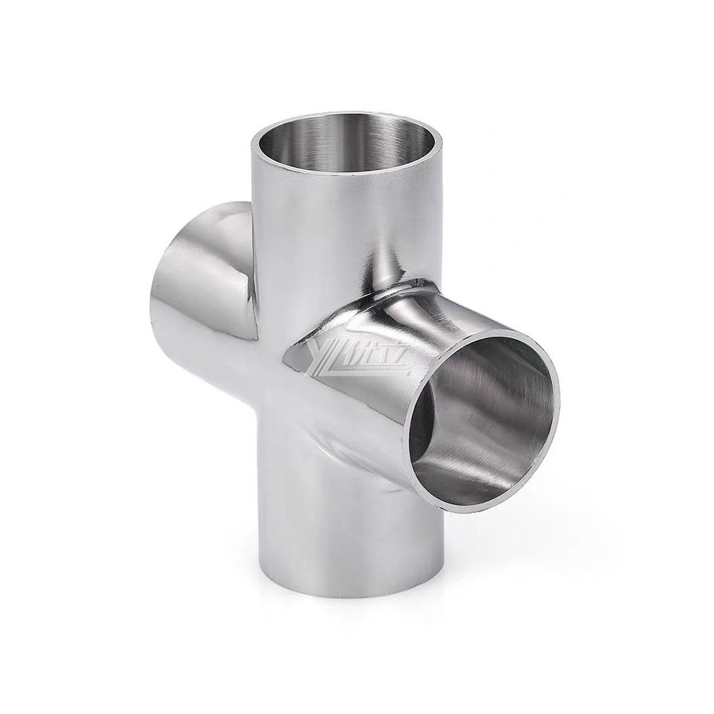 YOULI Hygienic Food Grade Sanitary Stainless Steel 304 SS316L 3A SMS DIN ISO Pipe Fitting Equal Welded Cross