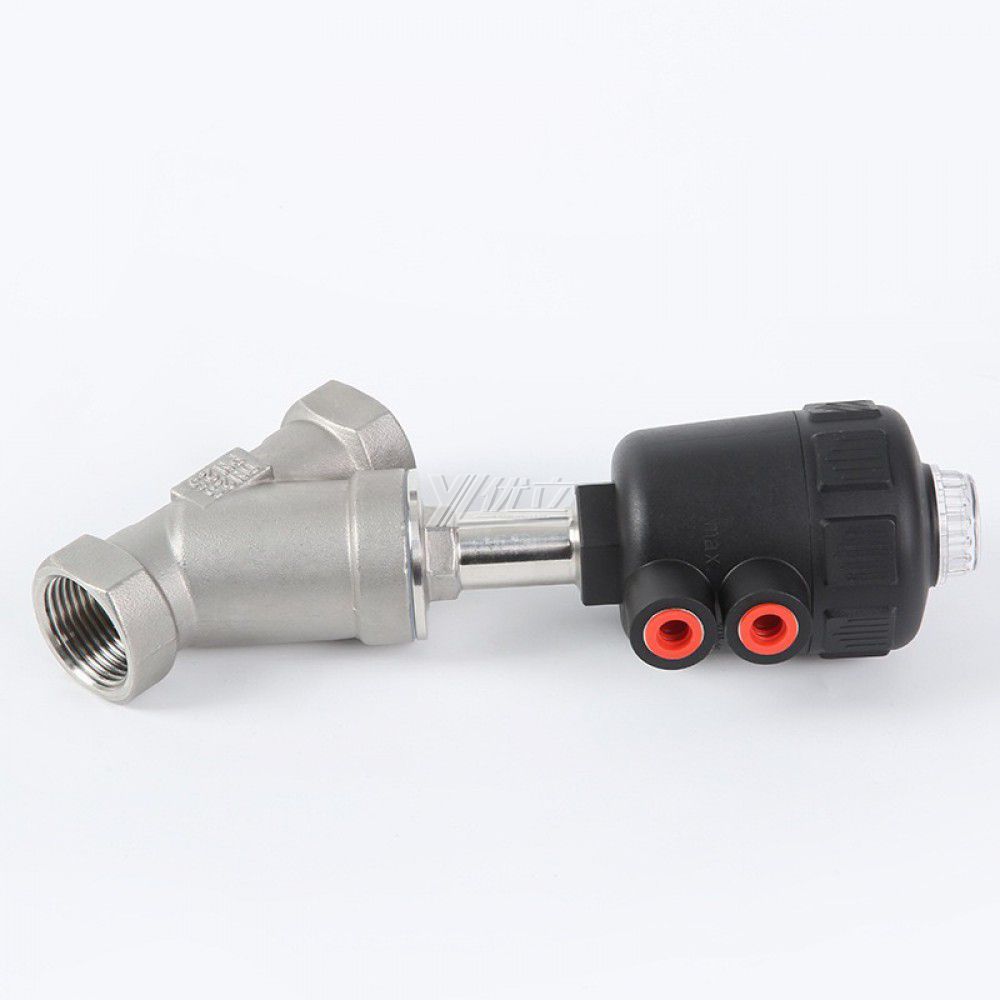 YOULI 1.6mpa High Temperature Water Gas Oil Steam 304 316 BSP NPT Stainless Steel Pneumatic Female Threaded Angle Seat Valve