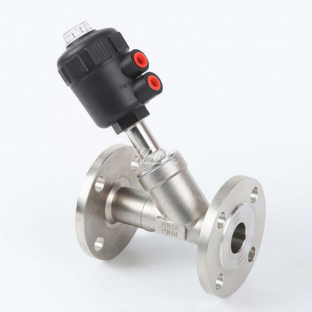 YOULI Stainless Steel 1.6mpa 304 316 ANSI 150LB JIS 10K PN16 High Temperature Steam Pneumatic Flanged Angle Seat Valve