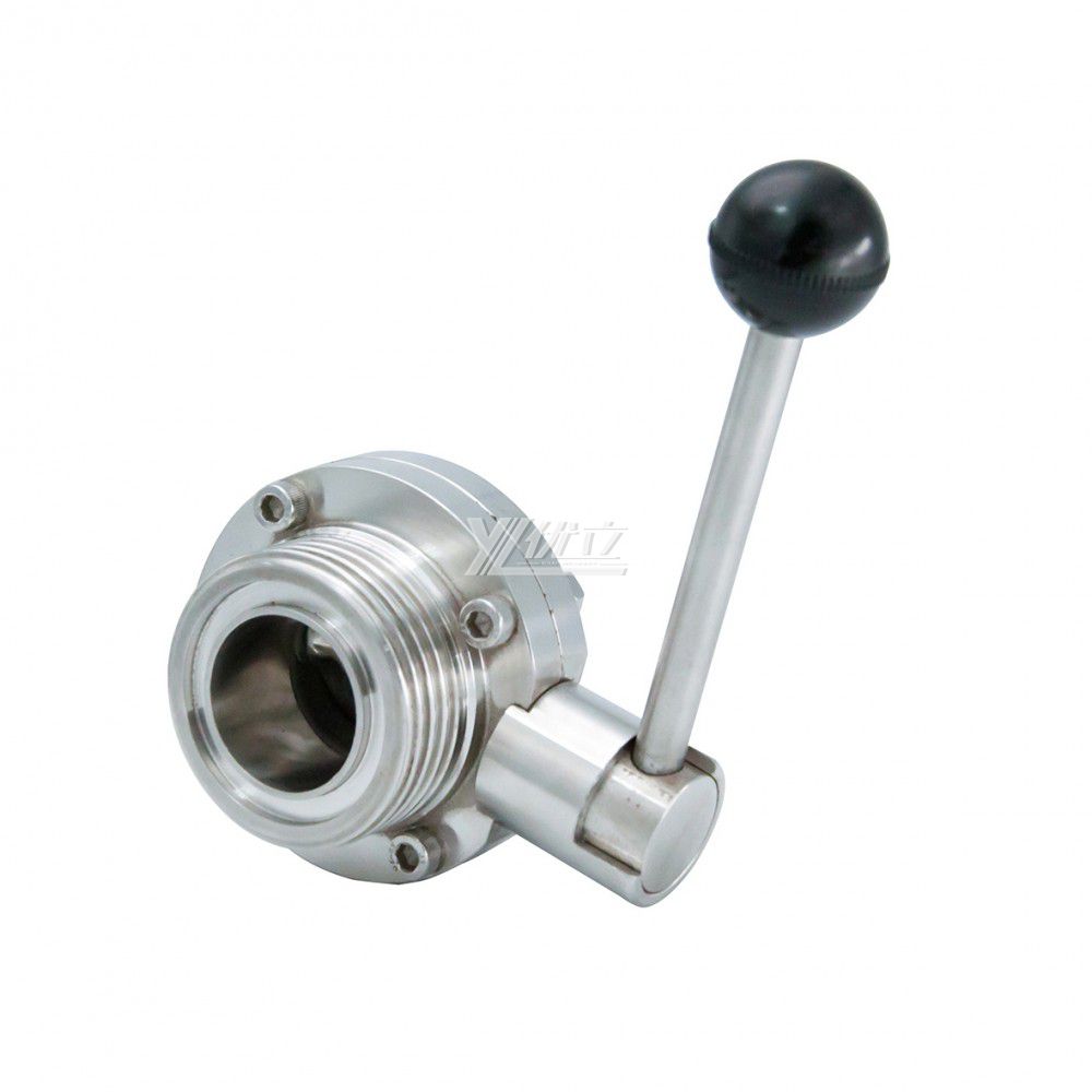 YOULI Hygienic Food Grade Stainless Steel 3A/SMS/DIN 304 316L Silicon Sanitary Manual Male Threaded Tri-clover Butterfly Valve