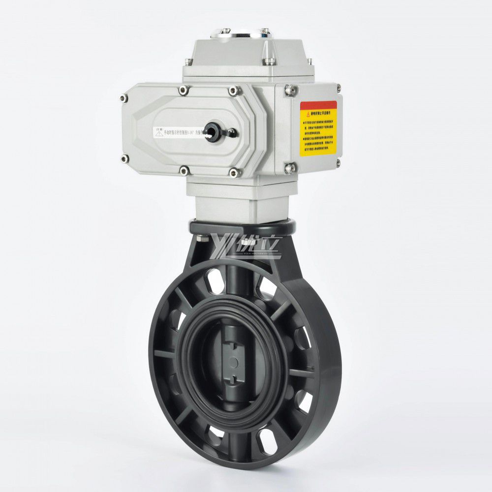 YOULI Zero Leakage Acid and Alkali Resistant PPH PVC UPVC CPVC Plastic DC24V Electric Motorized Actuatorr Wafer Butterfly Valve
