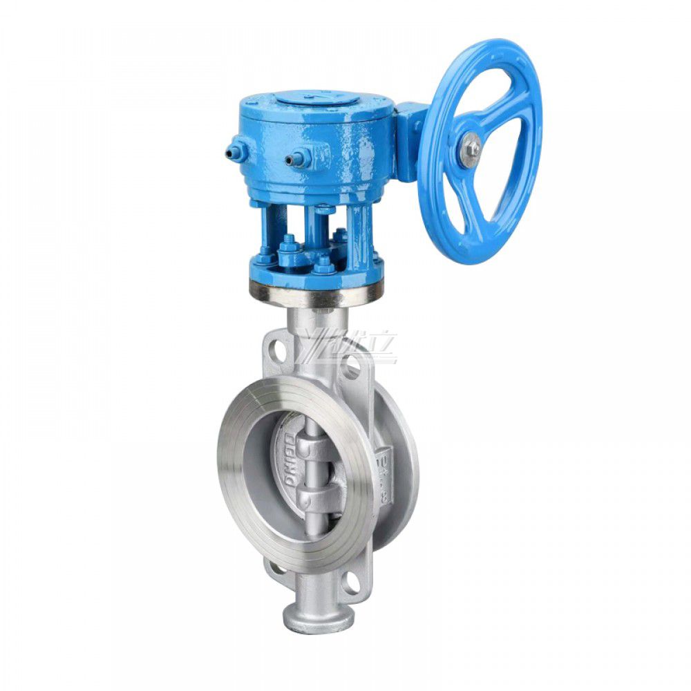 YOULI High Temperature  Stainless Steel 304 316 JIS10K Pn10-16 WCB Metal Seal Worm Wheel Three Eccentric Wafer Butterfly Valve