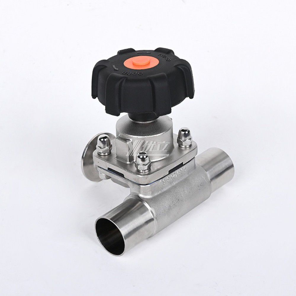 YOULI Hygienic Food Grade Sanitary Stainless Steel 316L Double Membrane Straight 3 Way Welded Tri Clamped Diaphragm Valve