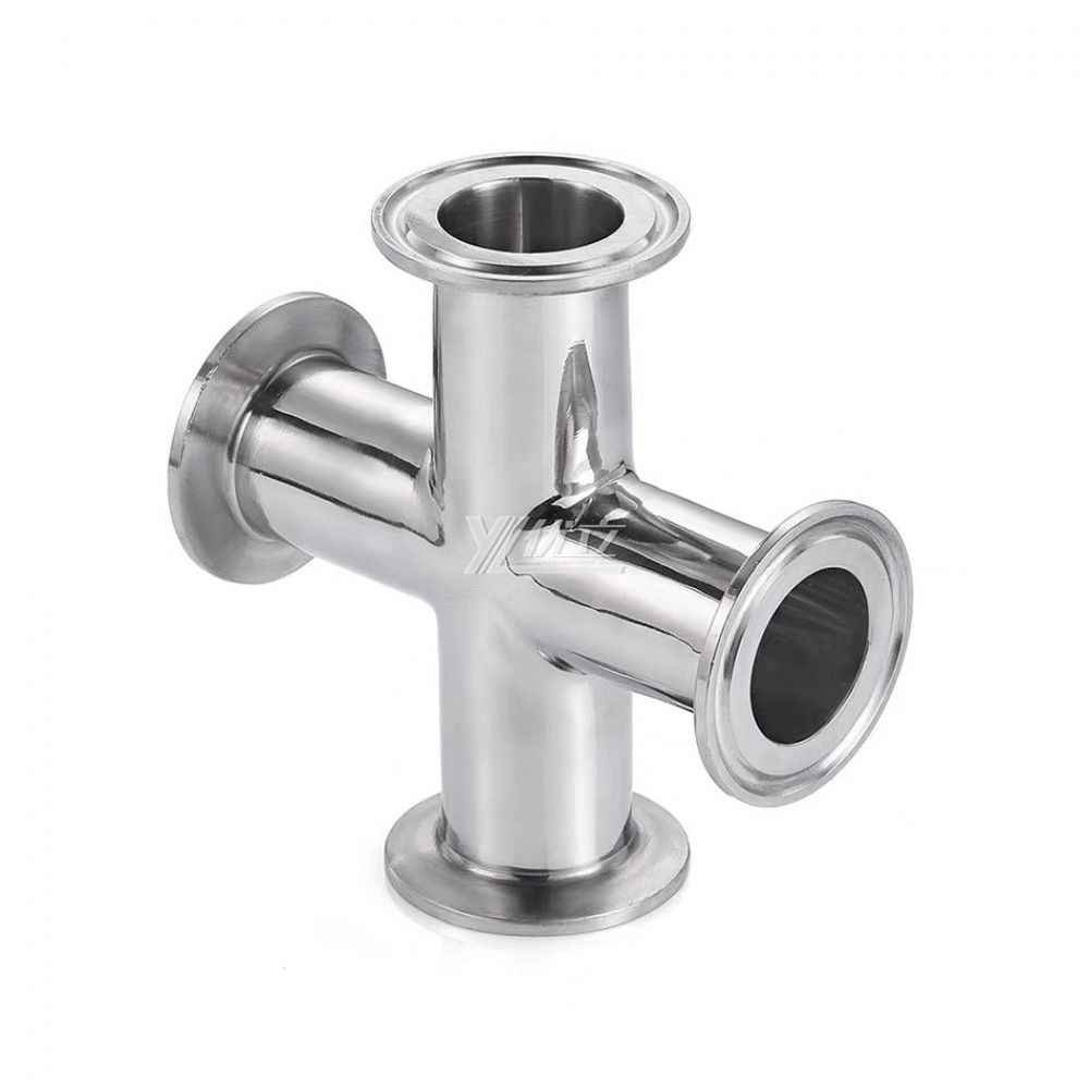 YOULI Hygienic Food Grade Sanitary Stainless Steel 304 SS316L 3A SMS DIN ISO Pipe Fitting Equal Clamped Cross