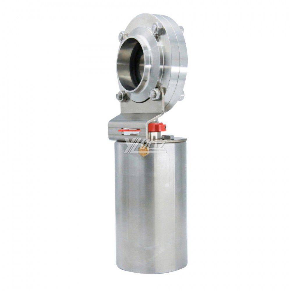 YOULI Hygienic Food Grade Stainless Steel 3A/SMS/DIN 304 316 Silicon Sanitary Butt Welded butterfly Valve Pneumatic Actuator