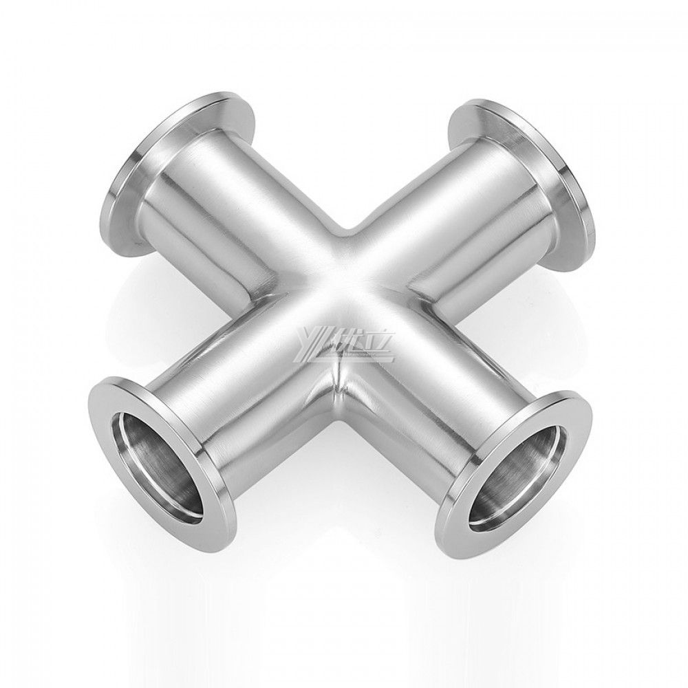 YOULI Hygienic Food Grade Sanitary Stainless Steel 304 SS316L KF25 KF40 KF50 4 Way Tri-clamp Pipe Fitting Equal Vacuum Cross