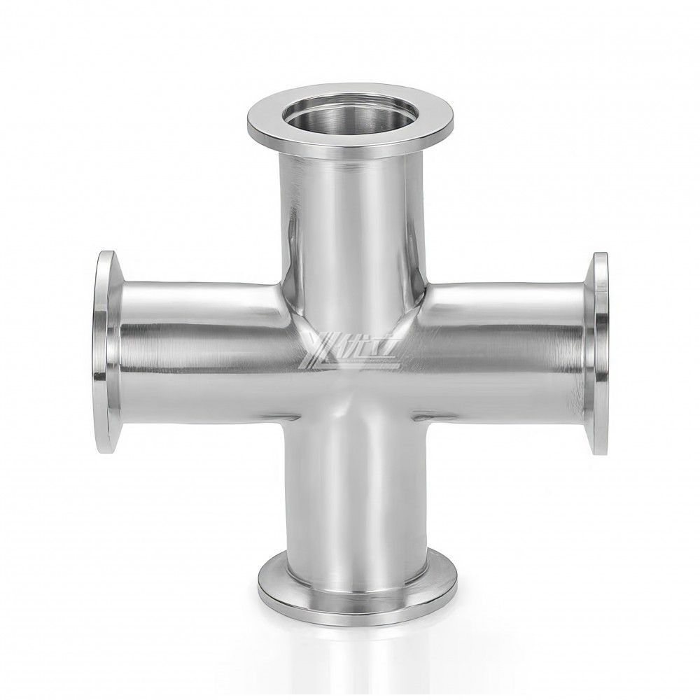 YOULI Hygienic Food Grade Sanitary Stainless Steel 304 SS316L KF25 KF40 KF50 4 Way Tri-clamp Pipe Fitting Equal Vacuum Cross