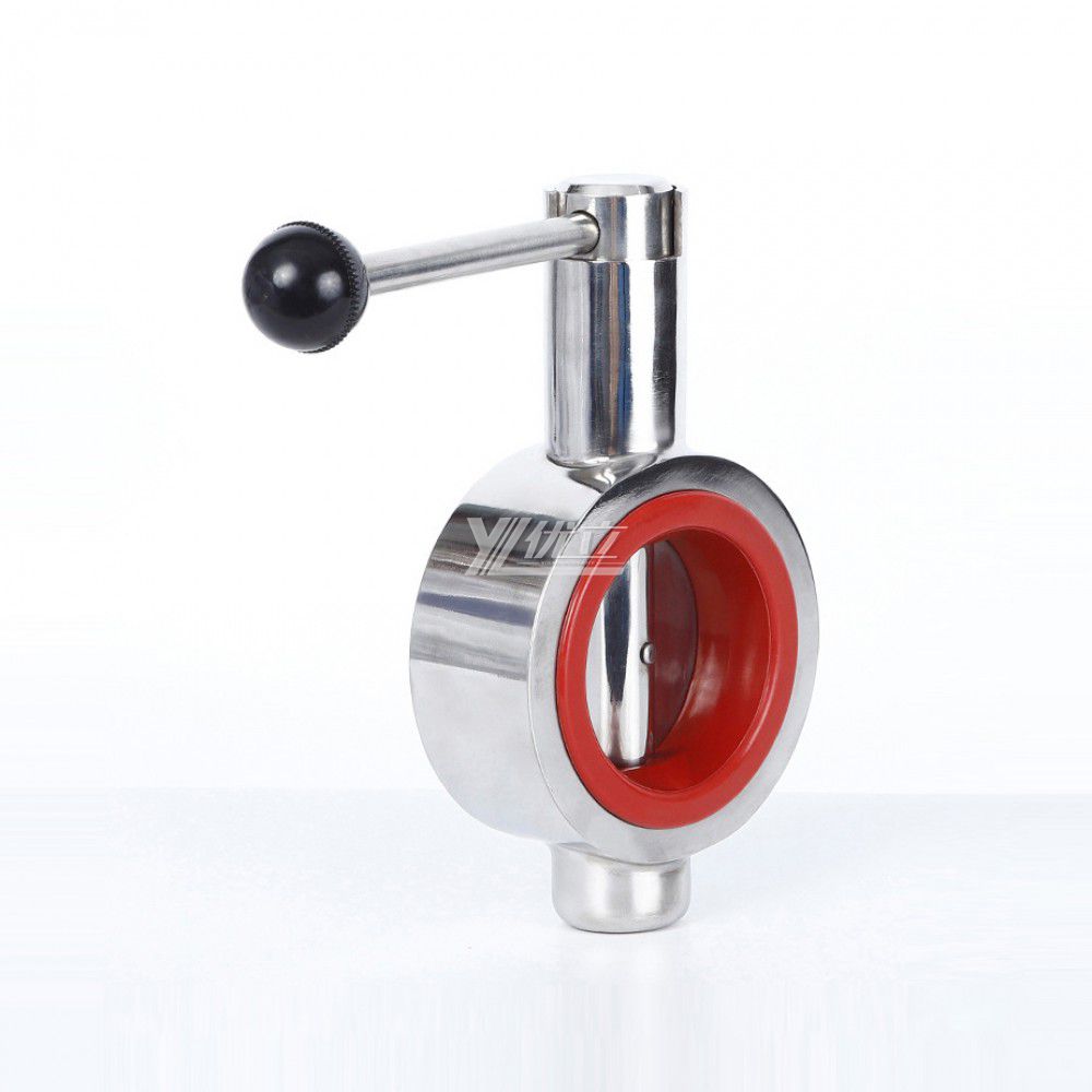 YOULI Hygienic Food Grade Stainless Steel 3A/SMS/DIN 304 316L Silicon Sanitary Manual Wafer Butterfly Valve
