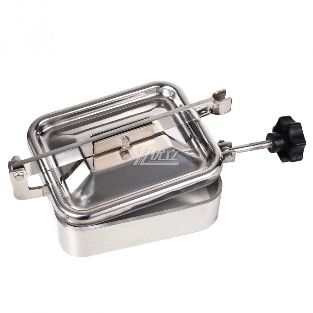 YOULI Hygienic Food Grade SS 304 316L Stainless Steel Fermenter Cover Pressure Tanks Sanitary Single Hand Rectangular Manhole Manway