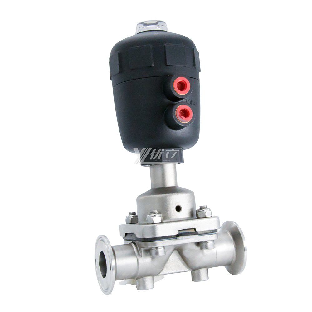 Stainless Steel 316L Tri Clamp Plastic Pneumatic Head Diaphragm Valve