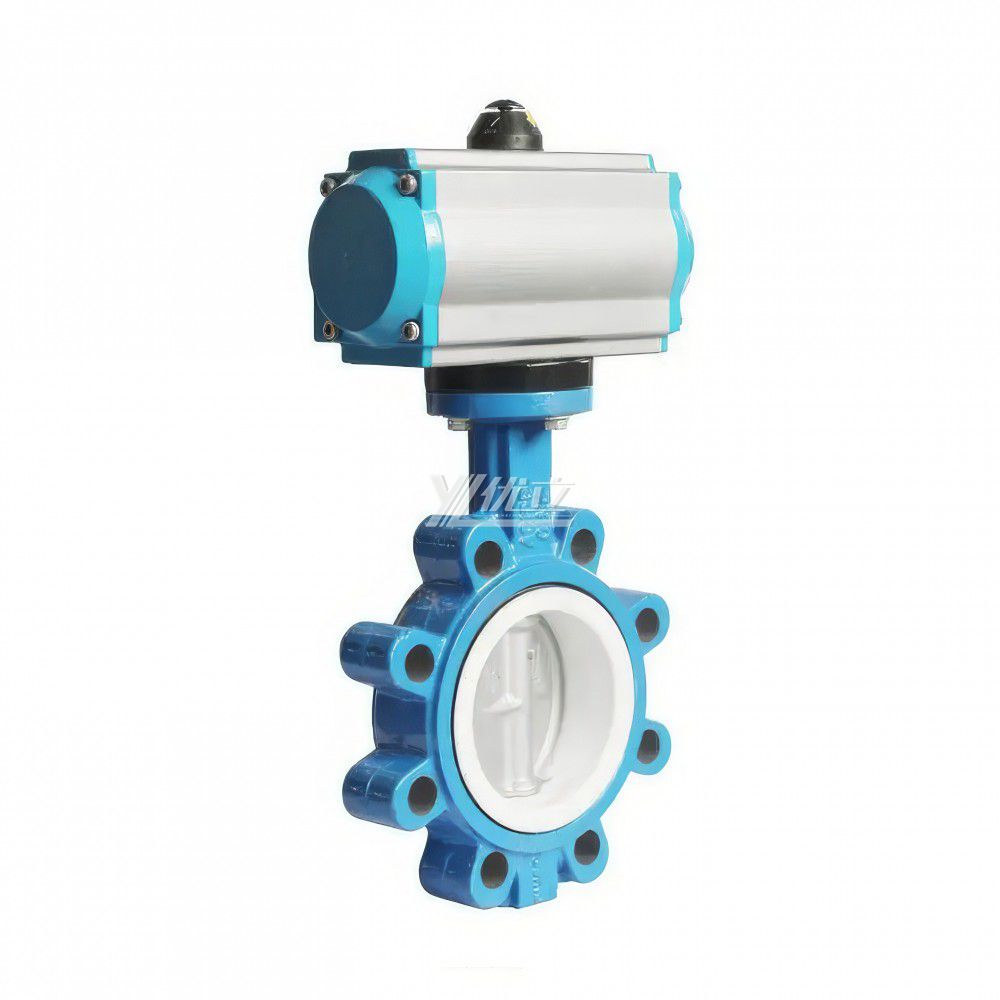 YOULI Stainless Steel ANSI 150LB  304 316 Cast Iron JIS 10K  Pn10-16 WCB PTFE Pneumatic Actuator Lug Butterfly Valve