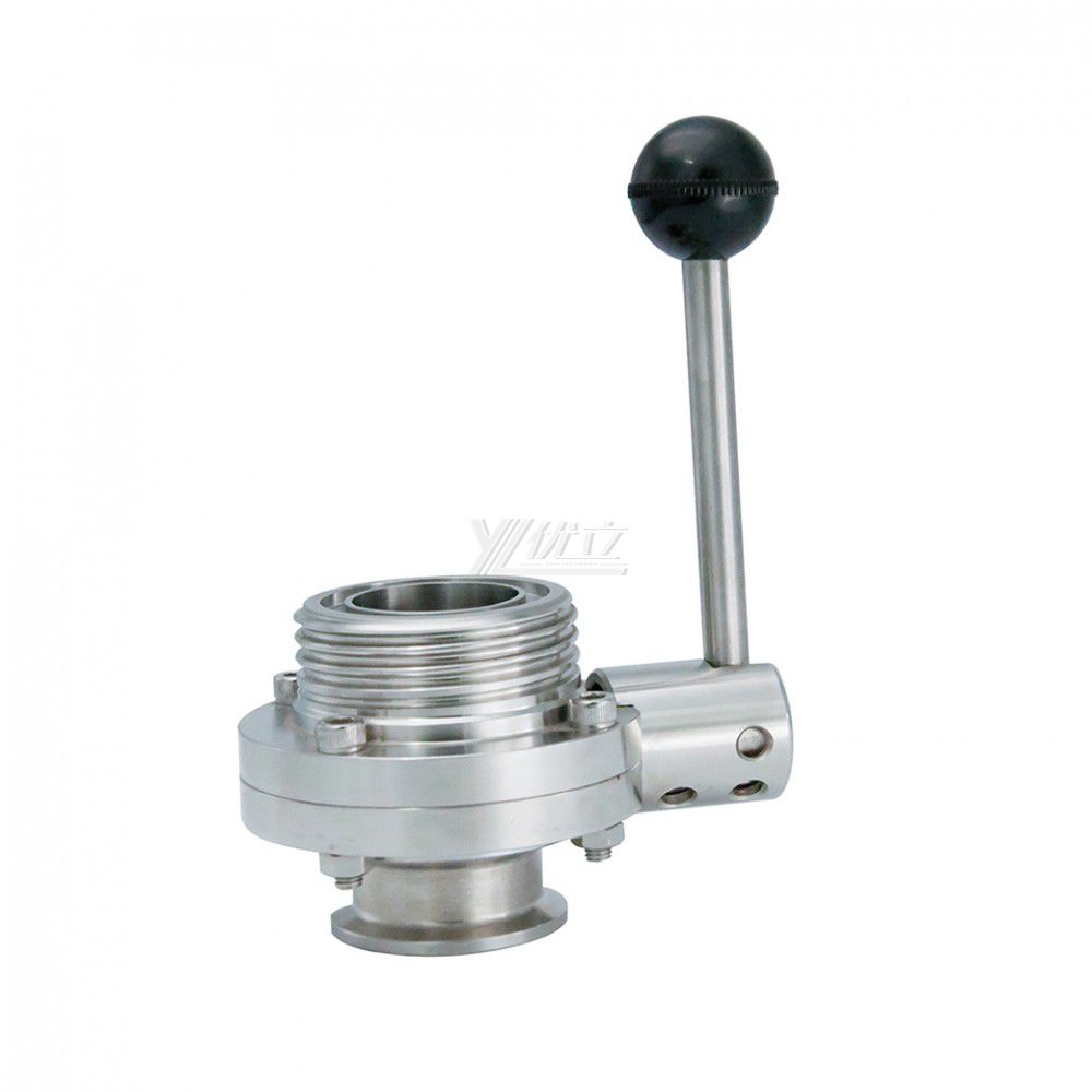 YOULI Hygienic Food Grade Stainless Steel 3A/SMS/DIN 304 316L Silicon Sanitary Manual Male Threaded Tri-clover Butterfly Valve