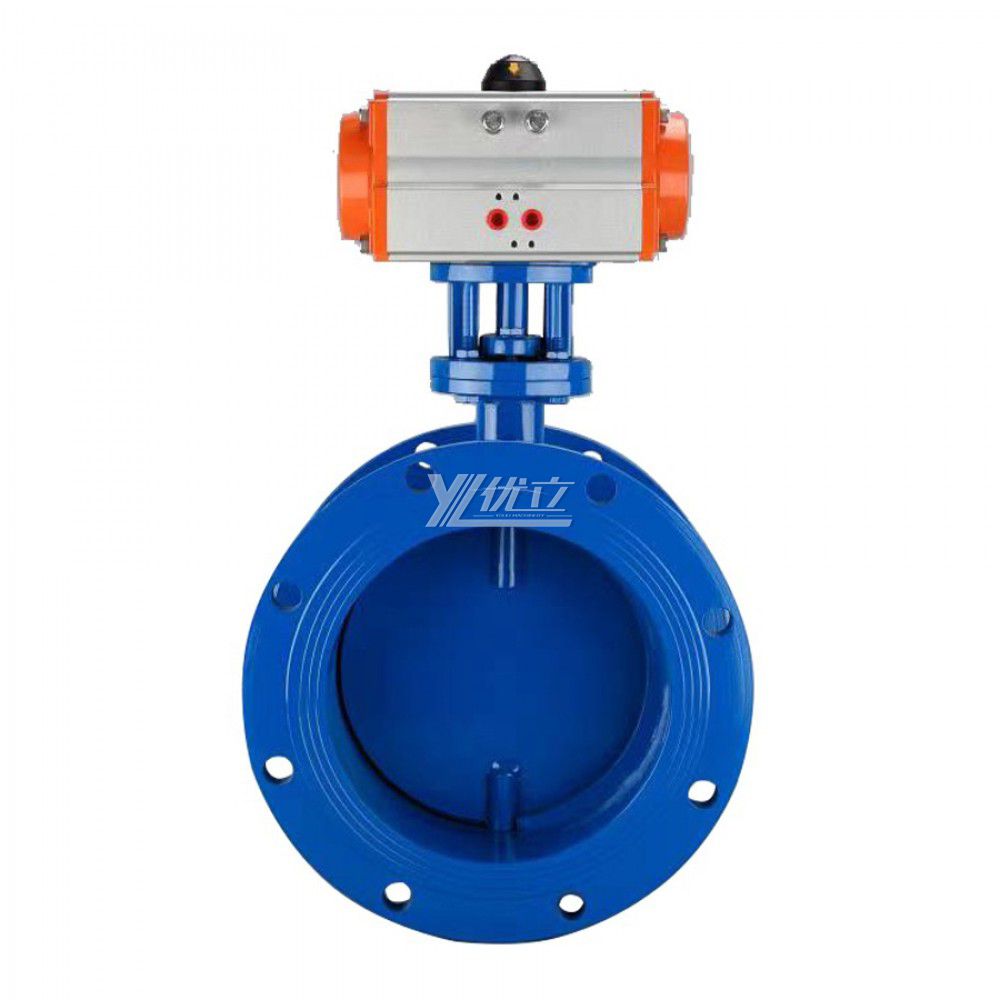 YOULI WCB Carbon Steel Smoke,Gas Dust High Temperature Pneumatic Actuator Ventilation Aeration Flanged Butterfly Valve