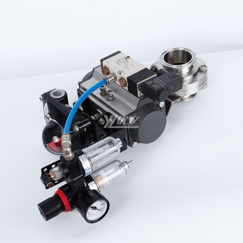 YOULI Hygienic Food Grade Sanitary Stainless Steel 3A/SMS/DIN 304 316L Limit Position Pneumatic Tri Clamped Butterfly Valve