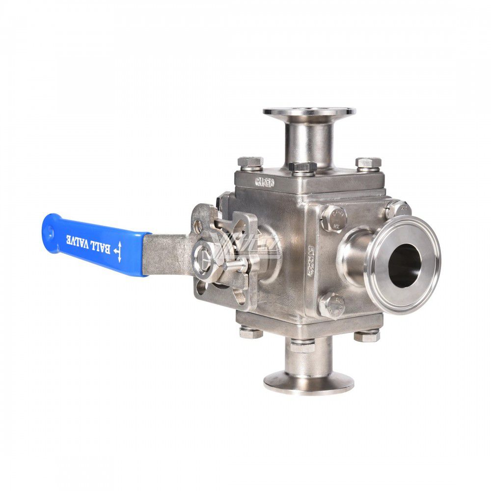 YOULI Hygienic Food Grade Stainless Steel 304 316L Non Retention Milk Beverage Sanitary Manual 3 Way Tri Clamped Ball Valve