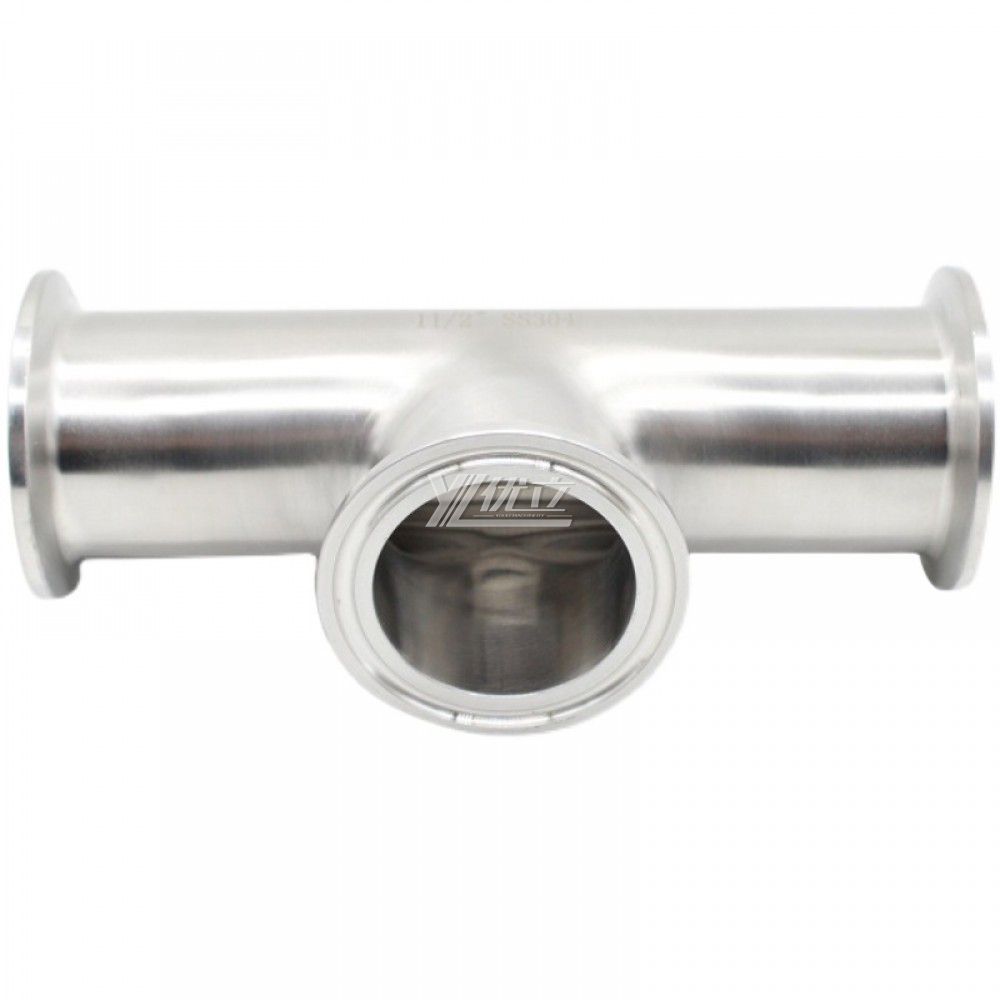 YOULI Hygienic Food Grade Sanitary Stainless Steel 304 SS316L Clamp Straight End Short Flat Equal Tee