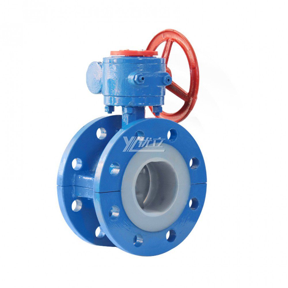 YOULI 304 316 Stainless Steel Sulfuric Acid  Hydrochloric Acid Pn16 WCB F4 F46 PFA Fluorine Lined Flanged Butterfly Valve
