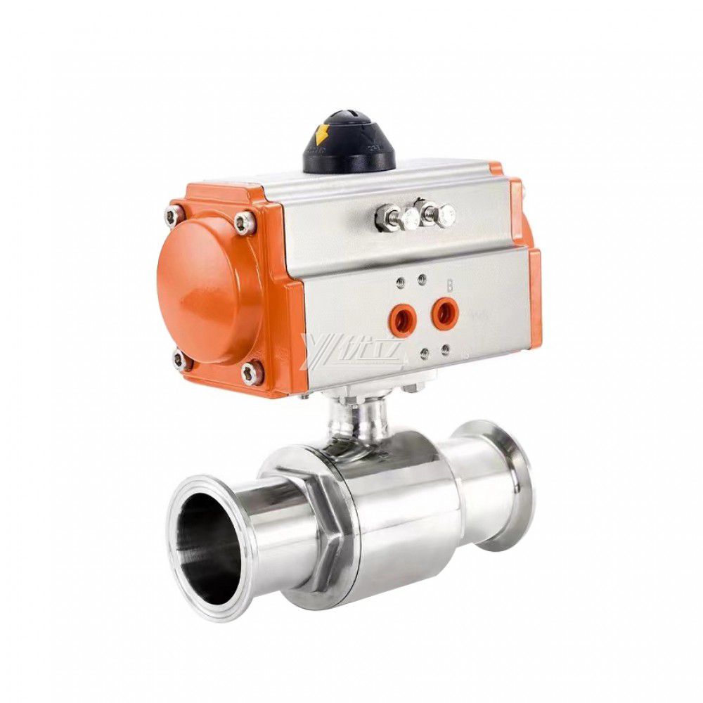 YOULI Hygienic Food Grade Sanitary Stainless Steel 304 316L Beverage Milk Pneumatic Actuator Straight Tri-Clamped Ball Valve