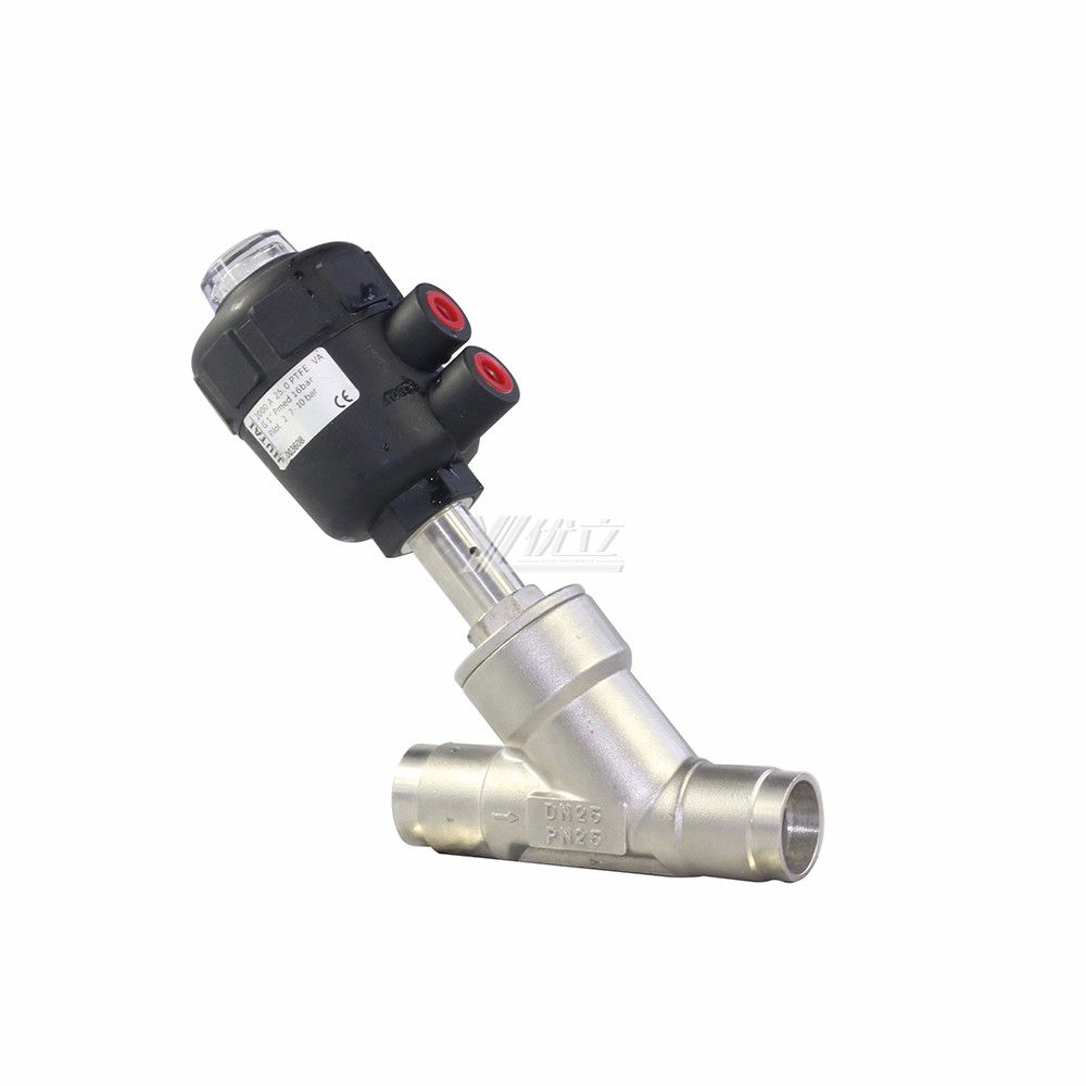 YOULI Stainless Steel High Temperature Steam 1.6mpa 304 316  Plastics Head Pneumatic Butt Welded Angle Seat Valve