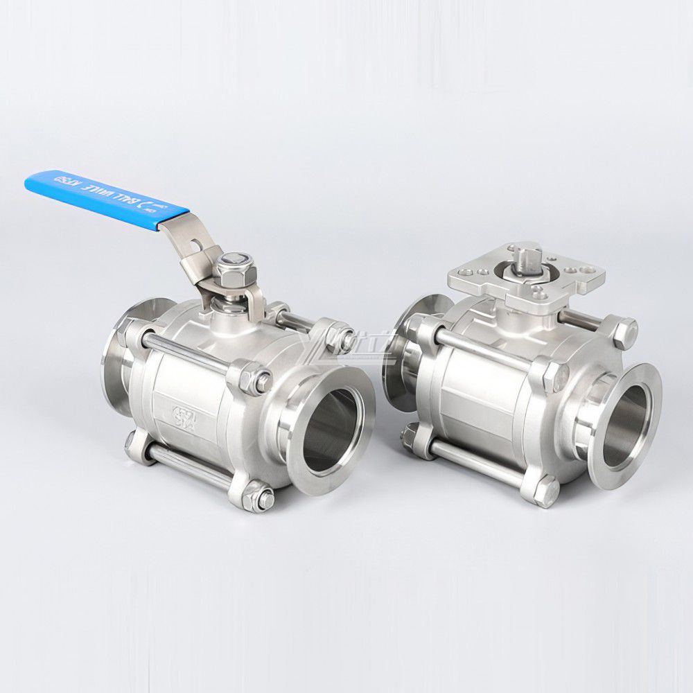 YOULI Stainless Steel Negative Pressure 304 316 KF50 Clamp 75mm KF Manual 3-piece Vacuum Tri Clamped Ball Valve