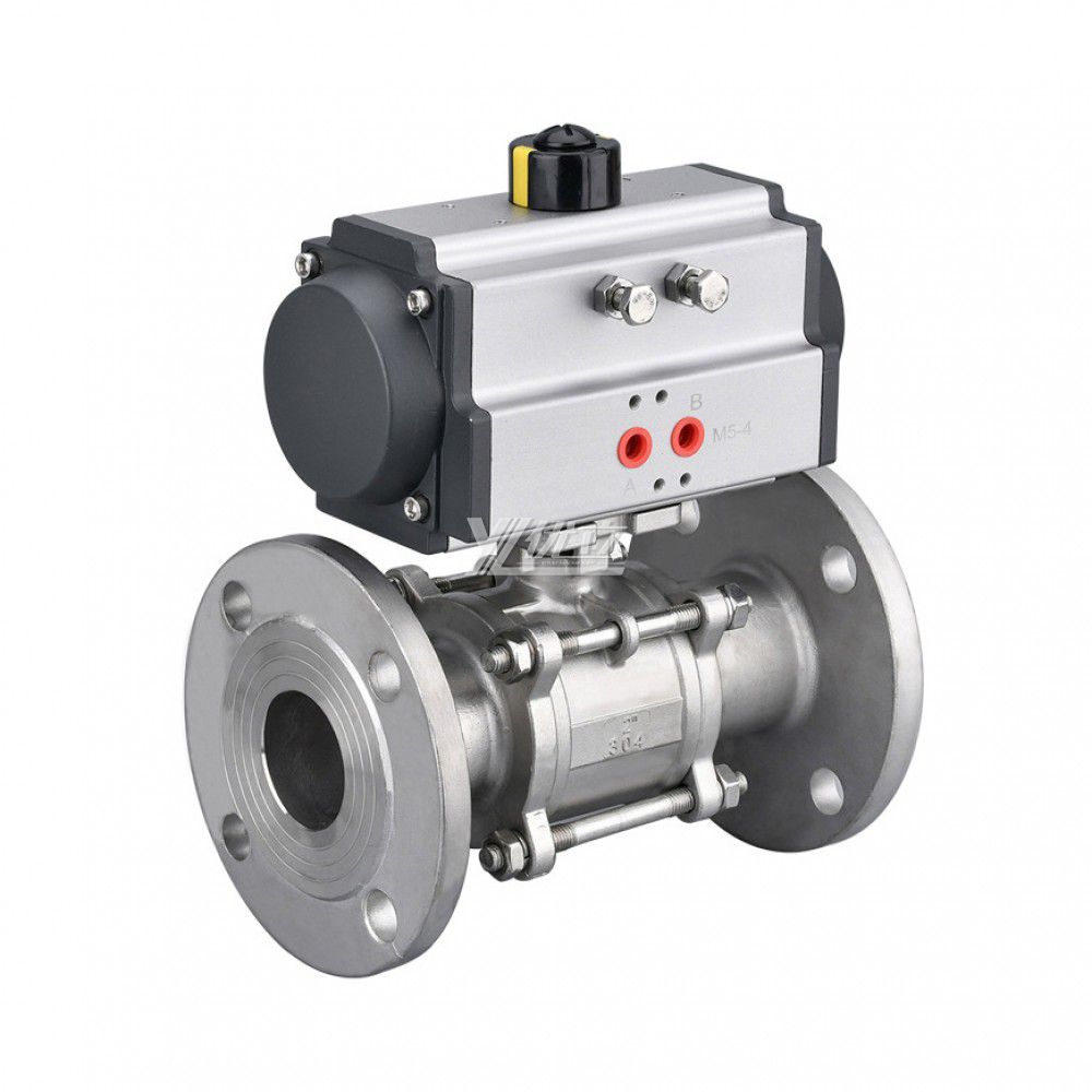 YOULI High Temperature  ANSI 150LB Stainless Steel 304 316 JIS 10K 1.6mpa WCB Pneumatic Actuator Three Piece Flanged Ball Valve