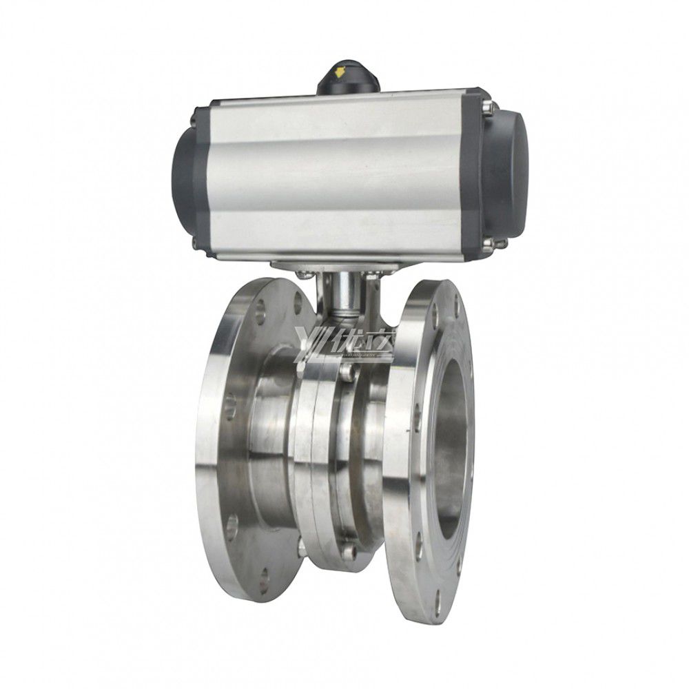 YOULI Hygienic Food Grade Sanitary Stainless Steel 3A/SMS/DIN 304 316L Silicon Pneumatic Actuator Flnaged  Butterfly Valve