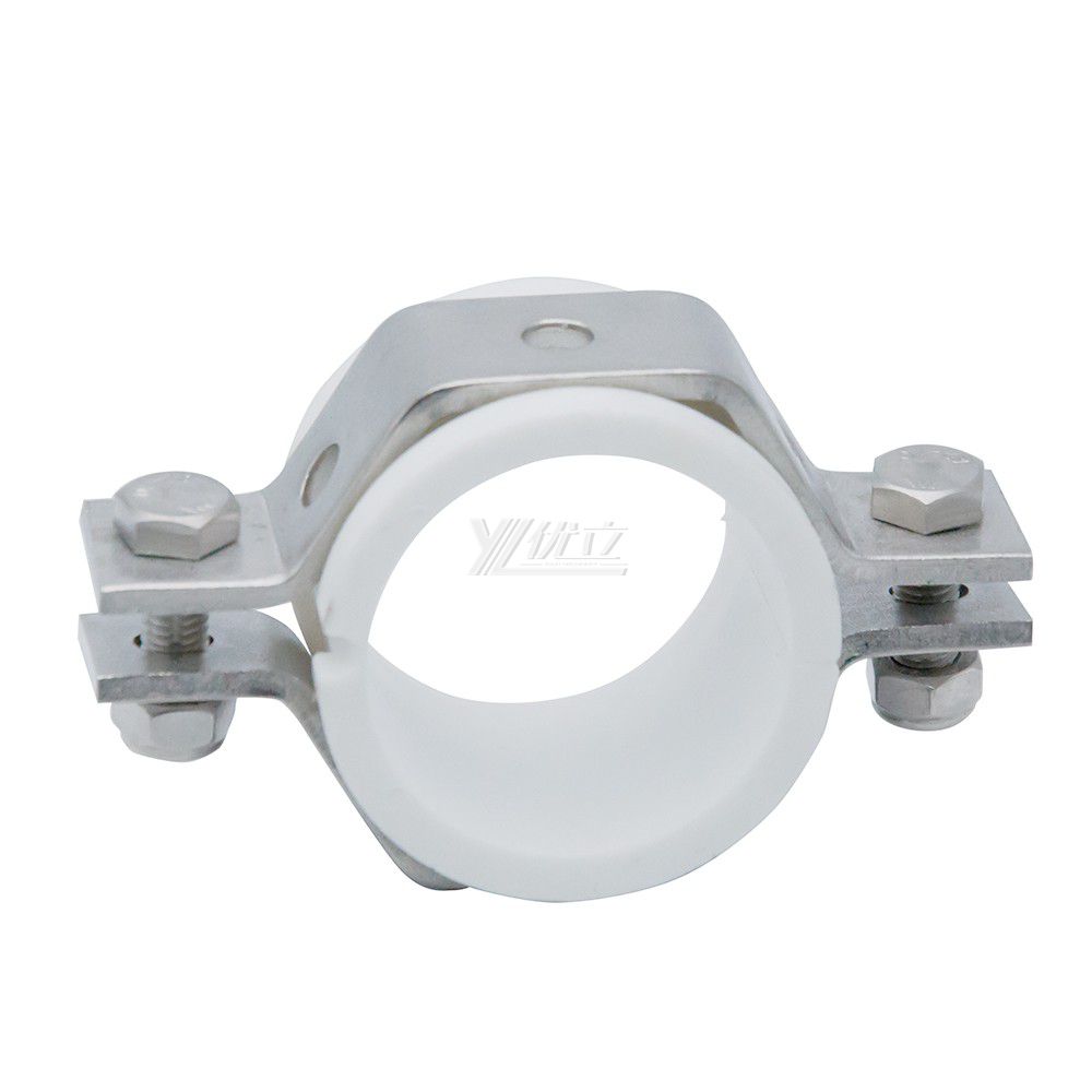 YOULI Food Grade Sanitary Stainless Steel Pipe Fittings Tri Clamp Tube Hex Pipe Holder With PVC Seat Hexagon Pipe Holder